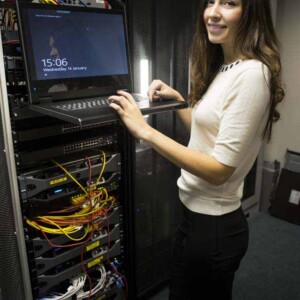 IT worker in server room